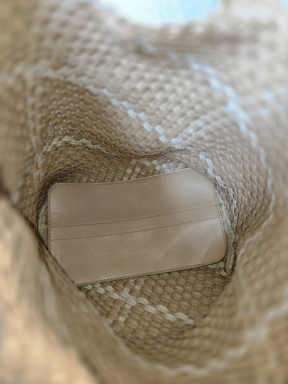 Expressions Woven Tan and Cream Tote
